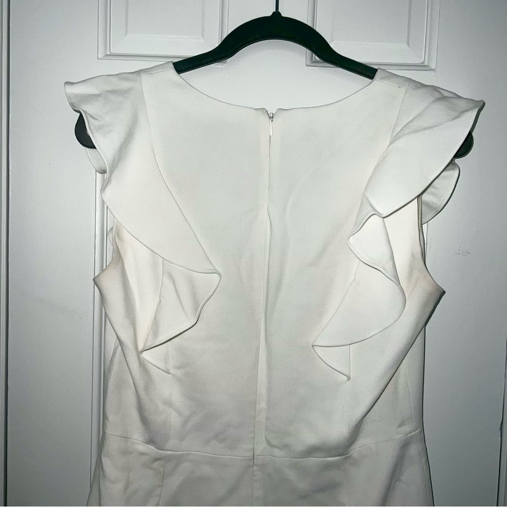 French Connection Whisper Ruffle Mini Dress white graduation dress vneck ruffles - Picture 12 of 16